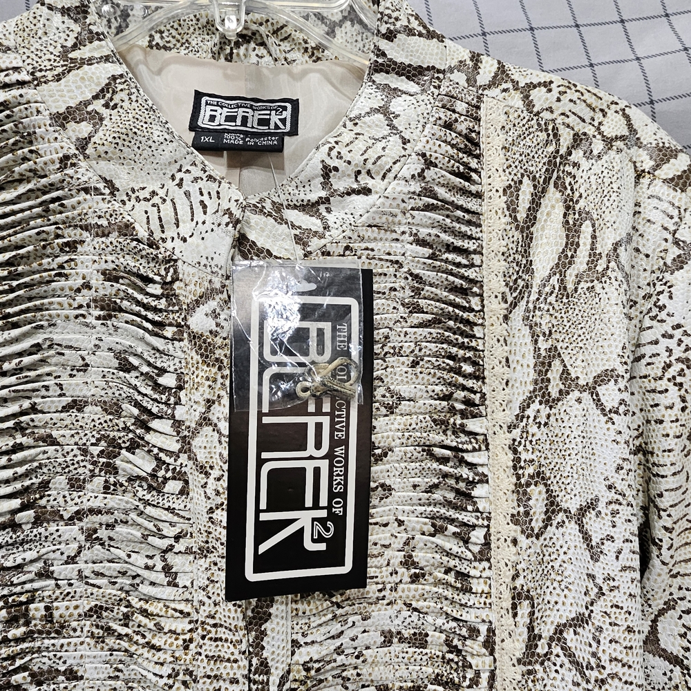 Berek Snakeskin Python Print 100% Leather Tan Cre… - image 3